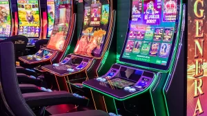 Rolo de slot com símbolos vibrantes em destaque